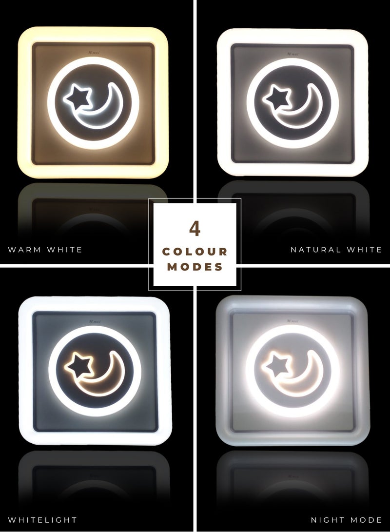 Vmax 72W White Square Star And Moon Design Ceiling Lamp Light With 4 Different Style Colour Changing Warm Natural Cool White With Night Mode For Bedroom Livingroom Hallway Kids Study Office Lounge Dining - Image 5