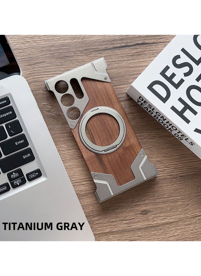 General Frameless case for Samsung Galaxy S25 Ultra with rotatable magnetic stand for MagSafe, minimalist bezel 