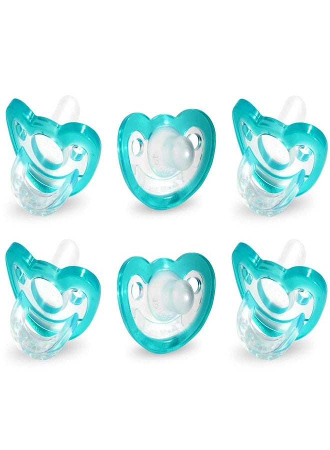 RaZbaby Jollypop Pacifier for Babies 3 Months and Up, USA Made, Natural Shaped Orthodontic Binky, Lovingly Shared in NICUs & Hospitals Worldwide, Medical-Grade 100% BPA-Free - 6 Pack - Teal - Image 1