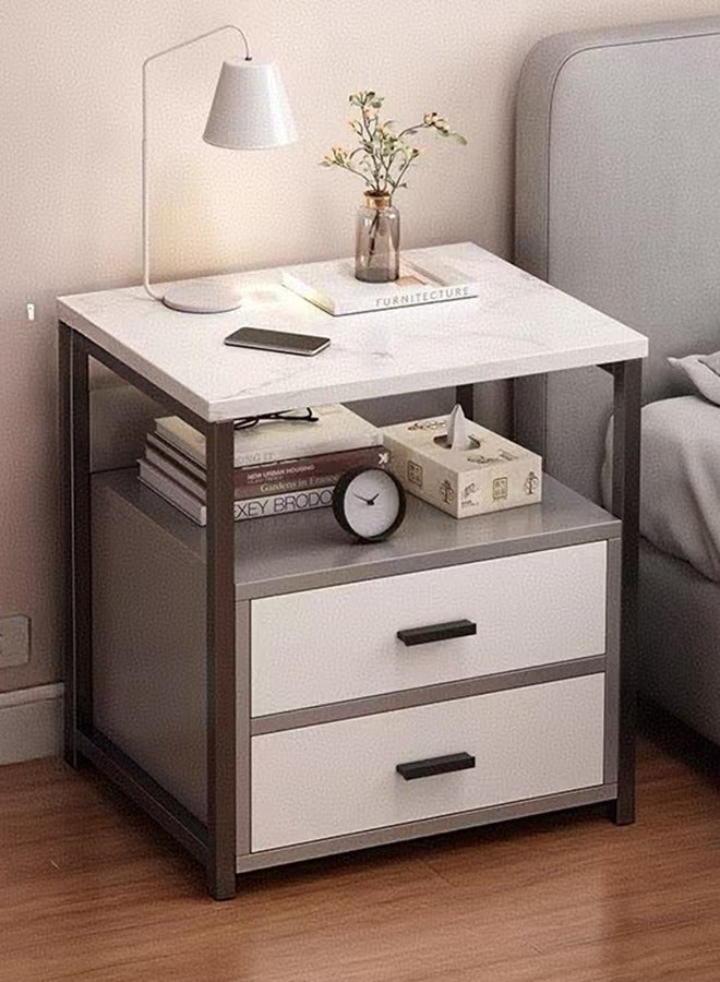JCB CHIC Bedside Table with 2 Drawers Side Table Small Nightstand Table with Drawer for Bedroom Sofa Couch Beside End Table for Living Room Household Storage Cabinet for Home Decor - Image 1