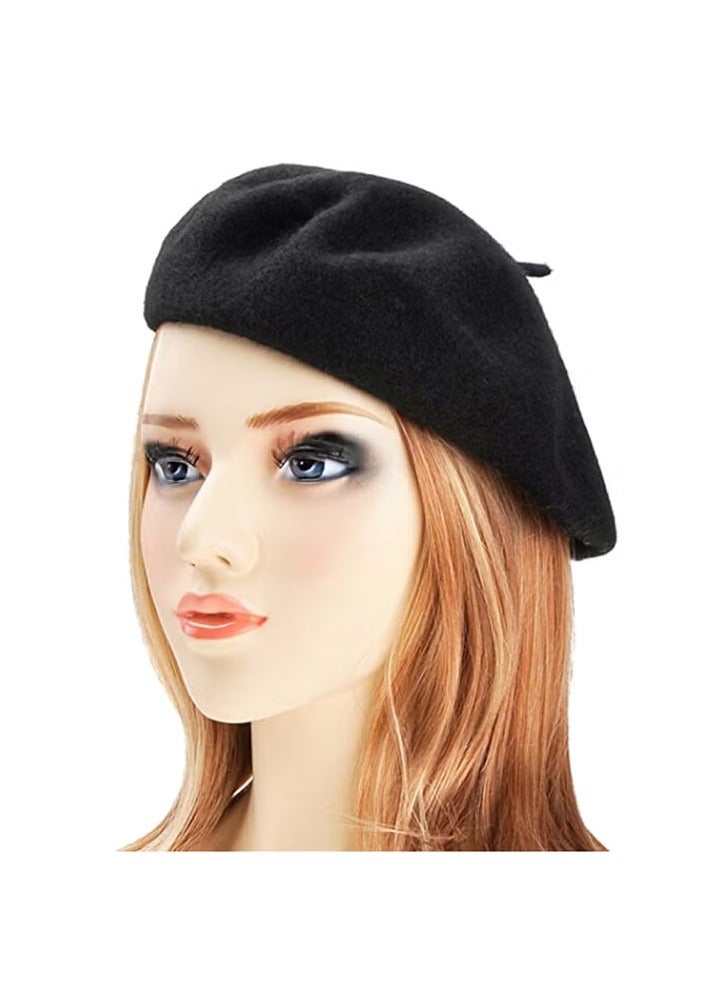 Beret Wool Cap Black - Image 1