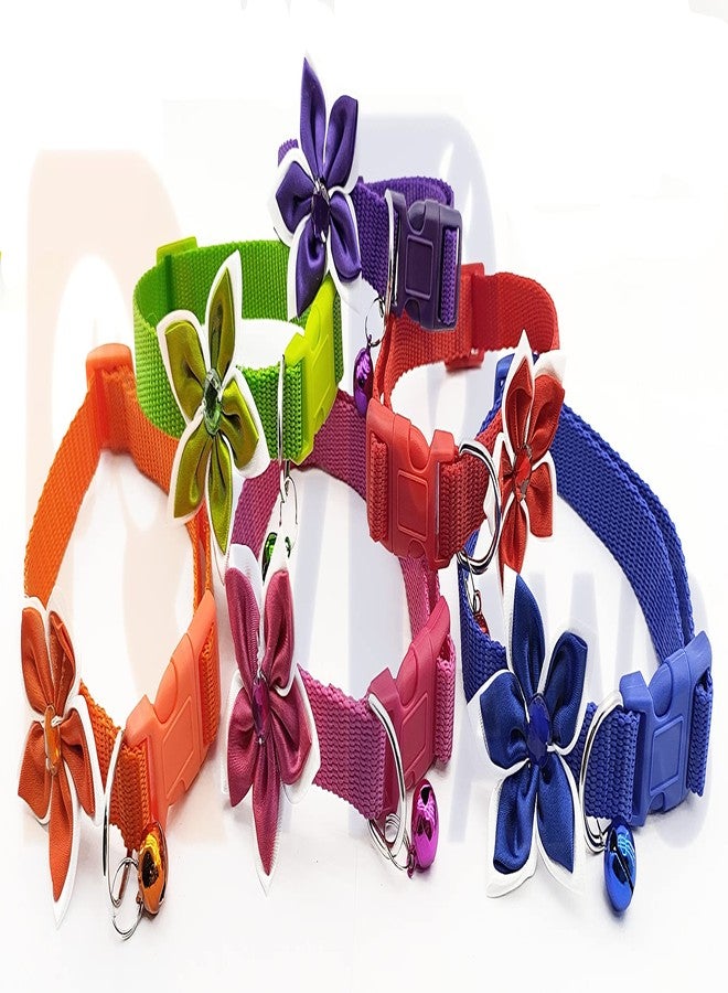 Pups&Pets Dog 15 MM Collar with Bell-Bow Tie Cute Safety Collar Nylon, Adjustable Cat Collar Flower Design for Puppies and Small Dogs (Small, Pink) - Image 5