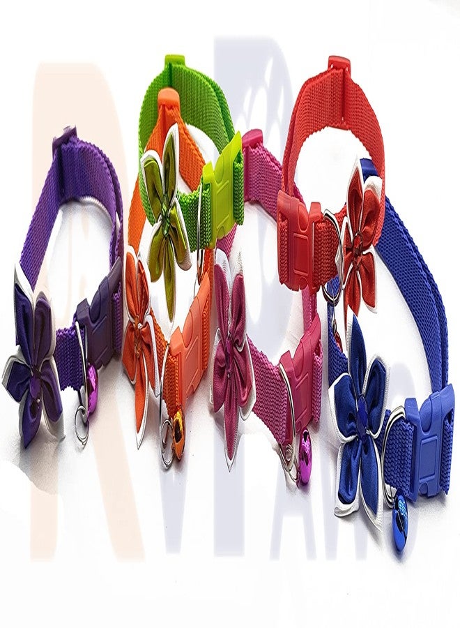 Pups&Pets Dog 15 MM Collar with Bell-Bow Tie Cute Safety Collar Nylon, Adjustable Cat Collar Flower Design for Puppies and Small Dogs (Small, Pink) - Image 4