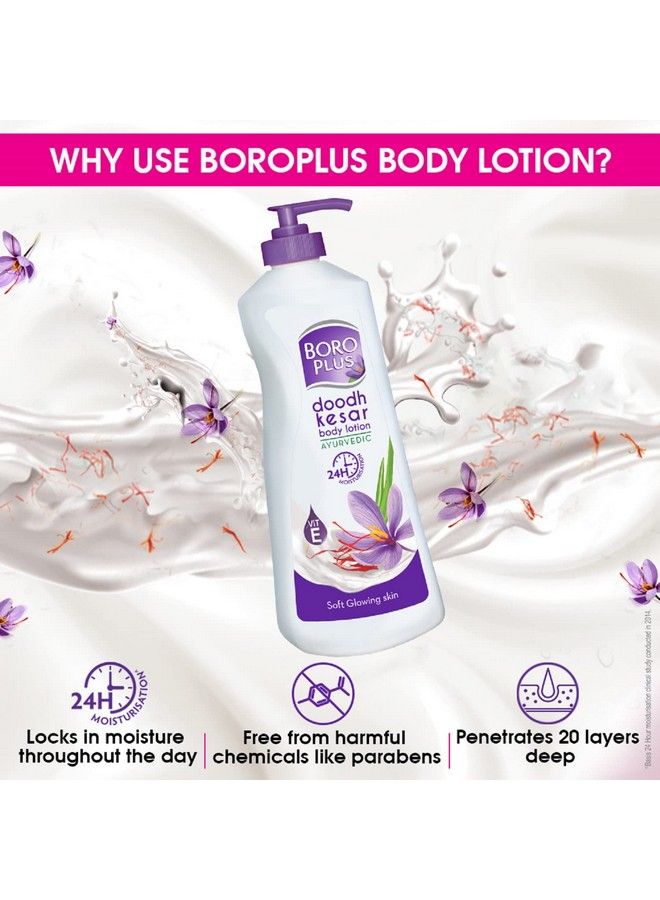 BOROPLUS Body Lotion Provides 24Hrs Moisturisation 100% Ayurvedic Lotion Vitamin E For Dry And Normal Skin With Goodness Of Dhoodh Badam & Kesar 400Ml - Image 5