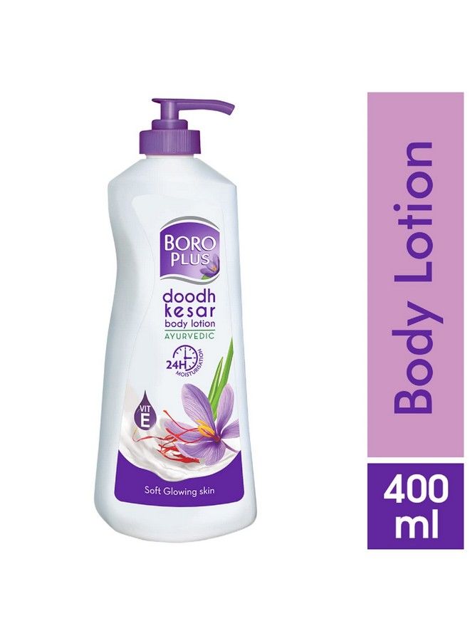 BOROPLUS Body Lotion Provides 24Hrs Moisturisation 100% Ayurvedic Lotion Vitamin E For Dry And Normal Skin With Goodness Of Dhoodh Badam & Kesar 400Ml - Image 3