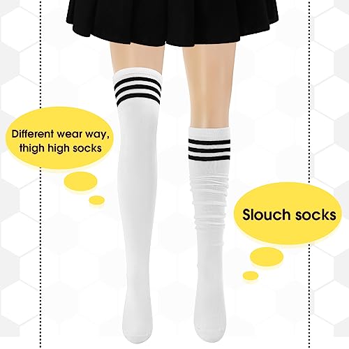 Yahenda Women Referee Costume White and Black Zipper Collar Stripe Shirt Skirt Outfit Long Sock for Halloween CosplayS - Image 3