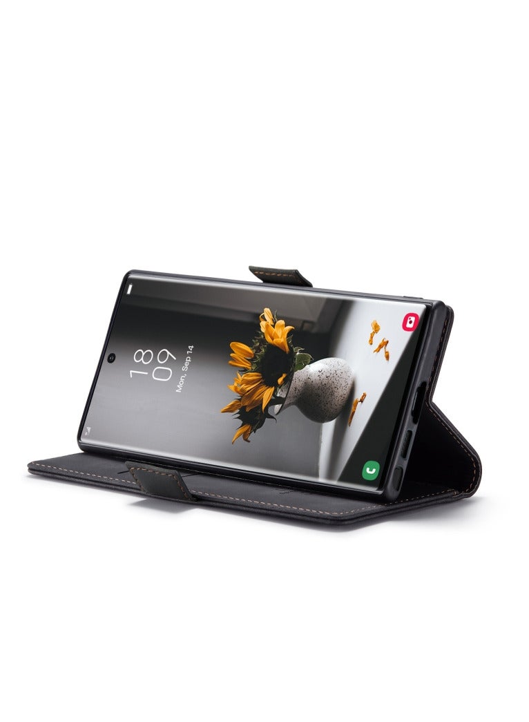 CaseMe Samsung Galaxy S23 Ultra Case Wallet, for Samsung Galaxy S23 Ultra Wallet Case Book Folding Flip Folio Case with Magnetic Kickstand Card Slots Protective Cover - Black - Image 4