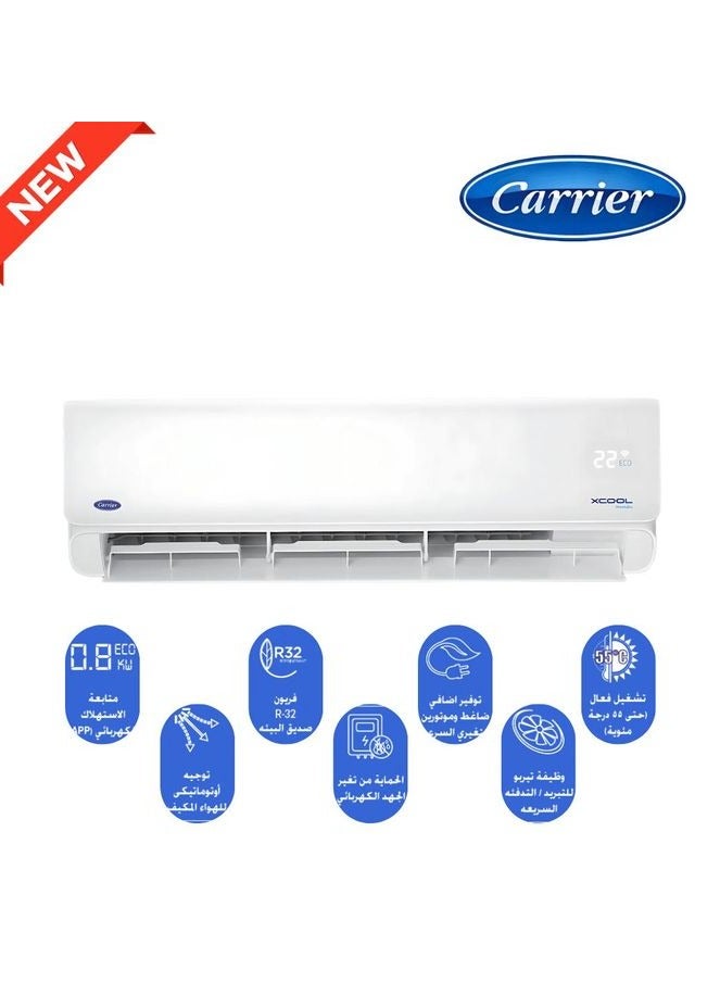 Carrier XCool Split Air Conditioner, 3HP, Cooling/Heating, White - 53QHEFT24DN8-708F