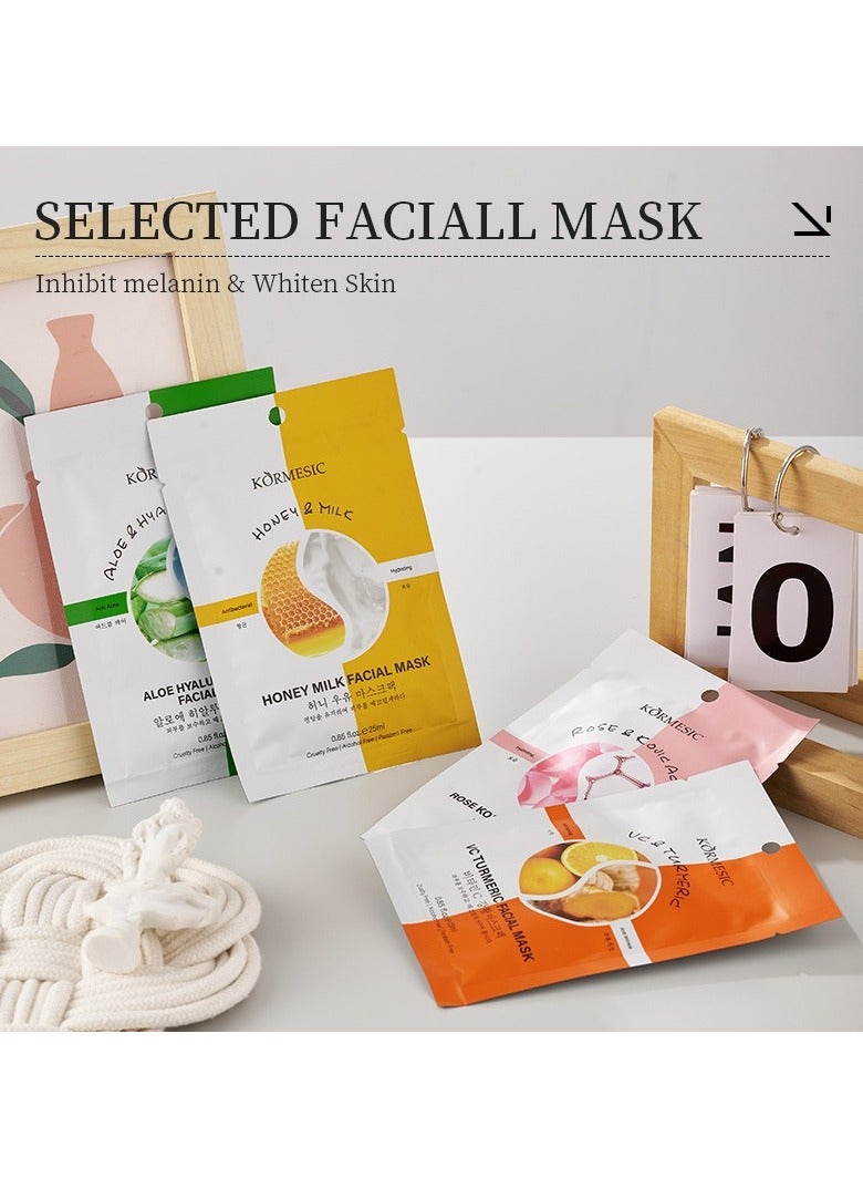 Kormesic Honey Milk Nourishing Face Mask 5 Pieces, 25ml Each - Deep Moisturization, Soothing Repair, Suitable for Daily Use - Image 4