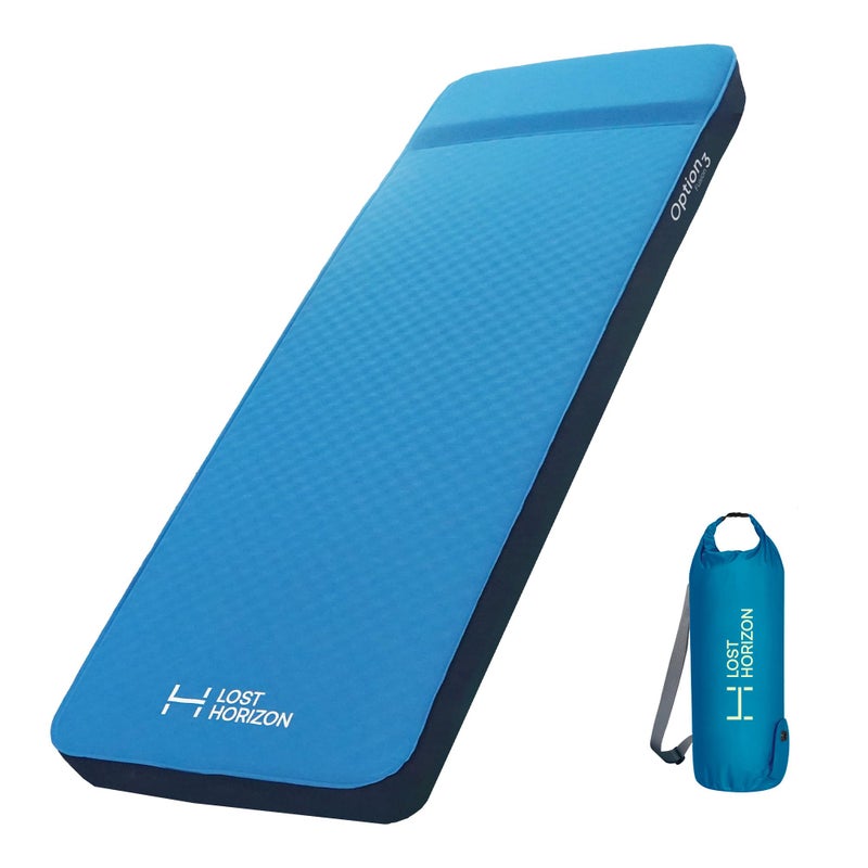 LOSTHORIZON Air & Foam Camping Mattress, Self-Inflating Sleeping Pad, 3" Thick, with Pump Sack, Single - Image 1