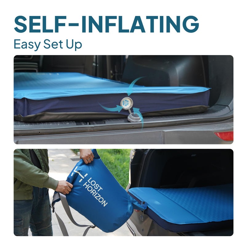 LOSTHORIZON Air & Foam Camping Mattress, Self-Inflating Sleeping Pad, 3" Thick, with Pump Sack, Single - Image 3