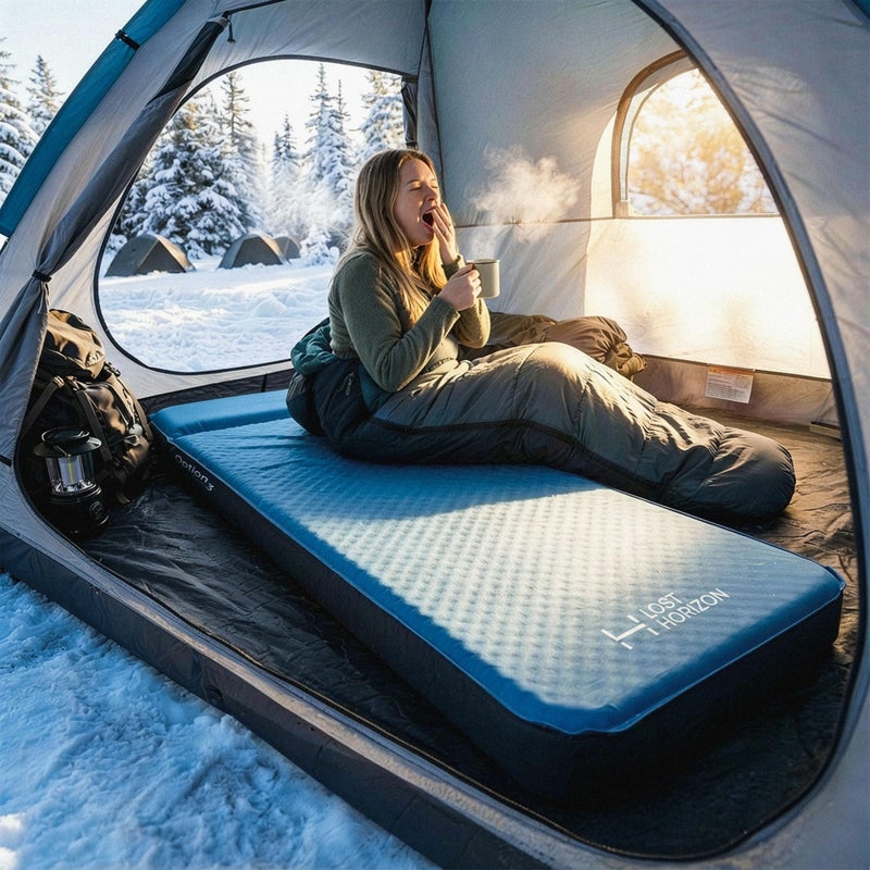 LOSTHORIZON Air & Foam Camping Mattress, Self-Inflating Sleeping Pad, 3" Thick, with Pump Sack, Single - Image 4