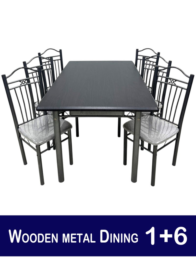 Living طقم طاولة طعام 7 قطع مع 6 كراسي مقاس 150*90 سم  - Image 1