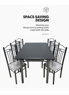 Living 7-Piece Dining Table With 6 Chairs Set 150*90 CM  - Image 4