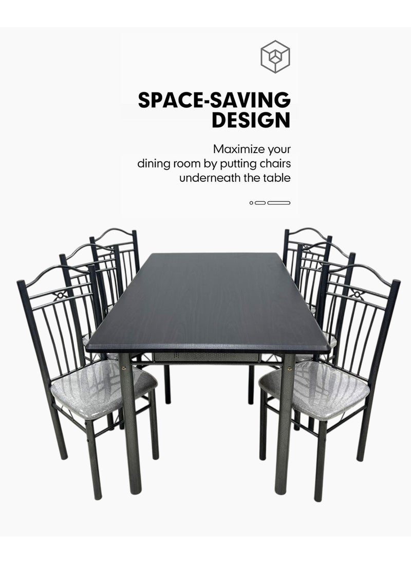 Living طقم طاولة طعام 7 قطع مع 6 كراسي مقاس 150*90 سم  - Image 4