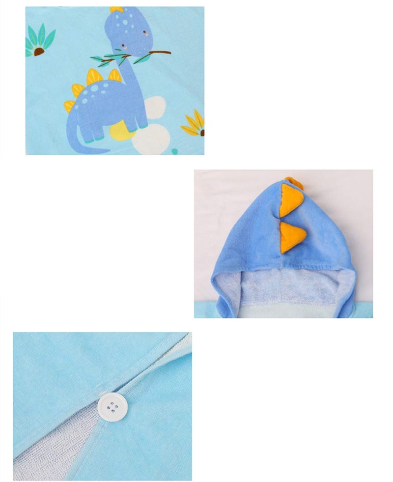TONWHAR Kids Bath/Pool/Beach Hooded Poncho Towel-Cartoon Animal Pattern Cotton Beach Towel for Baby and Kids (New Dinosaur, 1-4 Years/Height:33.4"-43.3") - Image 4