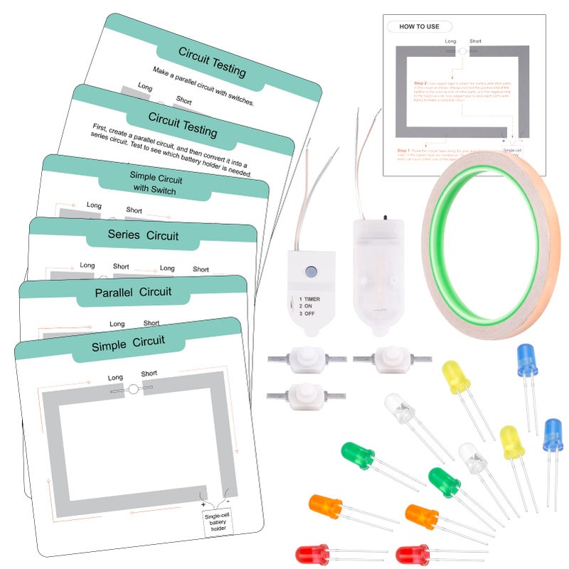 GiftAmaz Paper Circuits Kit for Kids STEM Electric Circuit Kit ChildFriendly Paper Circuit Board Led Light Diodes Copper Foil Tape Educational STEM Toys Science Experiments Kit for Kids 812 - Image 3