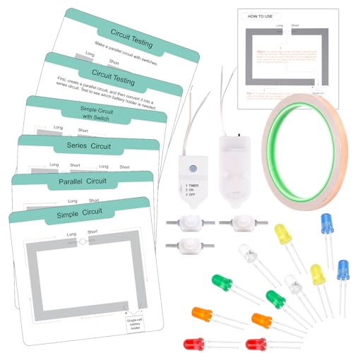 GiftAmaz Paper Circuits Kit for Kids STEM Electric Circuit Kit ChildFriendly Paper Circuit Board Led Light Diodes Copper Foil Tape Educational STEM Toys Science Experiments Kit for Kids 812 - Image 1