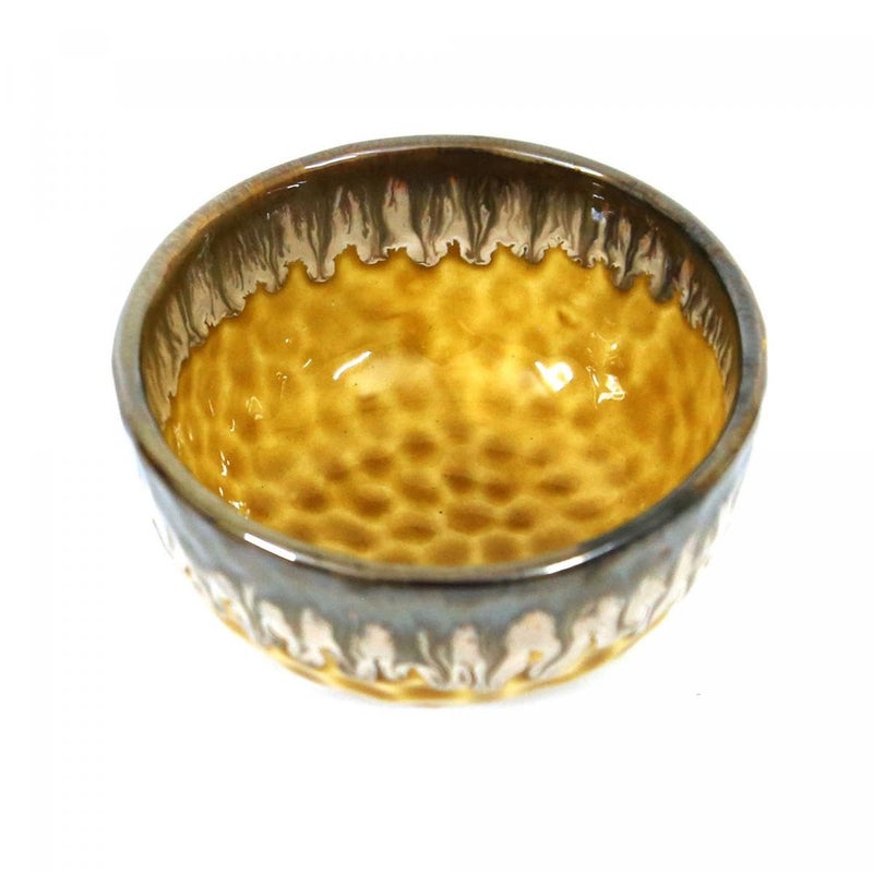 Tarang Arts Handmade Yellow Ceramic Serving Bowl Ceramic Bowl Safe from MicrowaveDishwasher Ideal for SnacksRiceSalad Soup Yellow 5x3 inches - Image 1