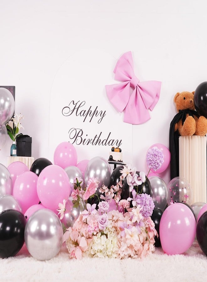 Vibzox Black and Pink Balloons, 60pcs 12Inch Black and Pink White Balloons,Metal Silver and Confetti Balloon for Graduation Birthday Baby Shower Princess Anniversary Wedding Bridal Shower Party Decoration - Image 3