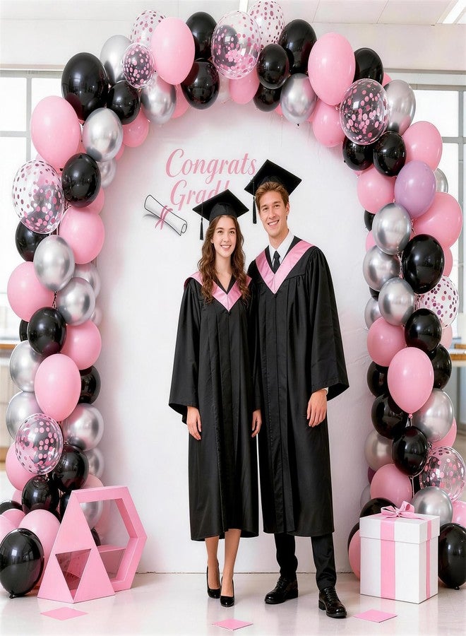 Vibzox Black and Pink Balloons, 60pcs 12Inch Black and Pink White Balloons,Metal Silver and Confetti Balloon for Graduation Birthday Baby Shower Princess Anniversary Wedding Bridal Shower Party Decoration - Image 4