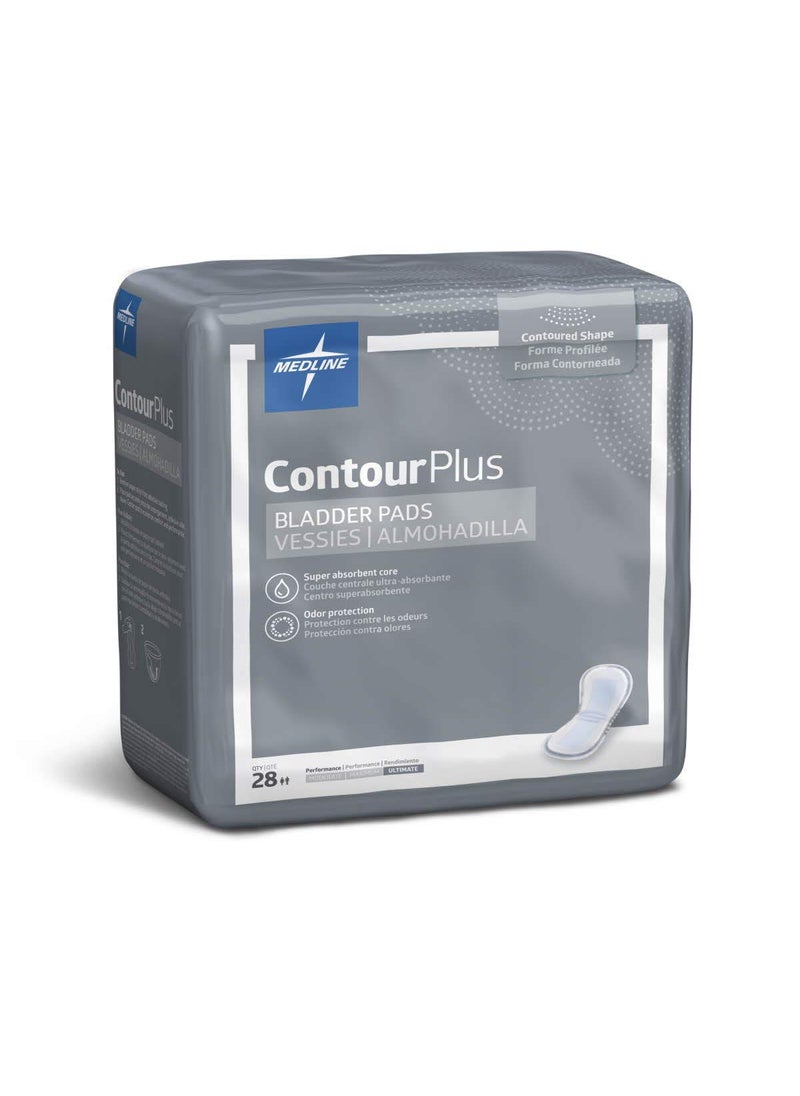 Medline Medline ContourPlus Bladder Control Pads, Ultimate Absorbency, 8 x 17 Inches, Bag of 28 