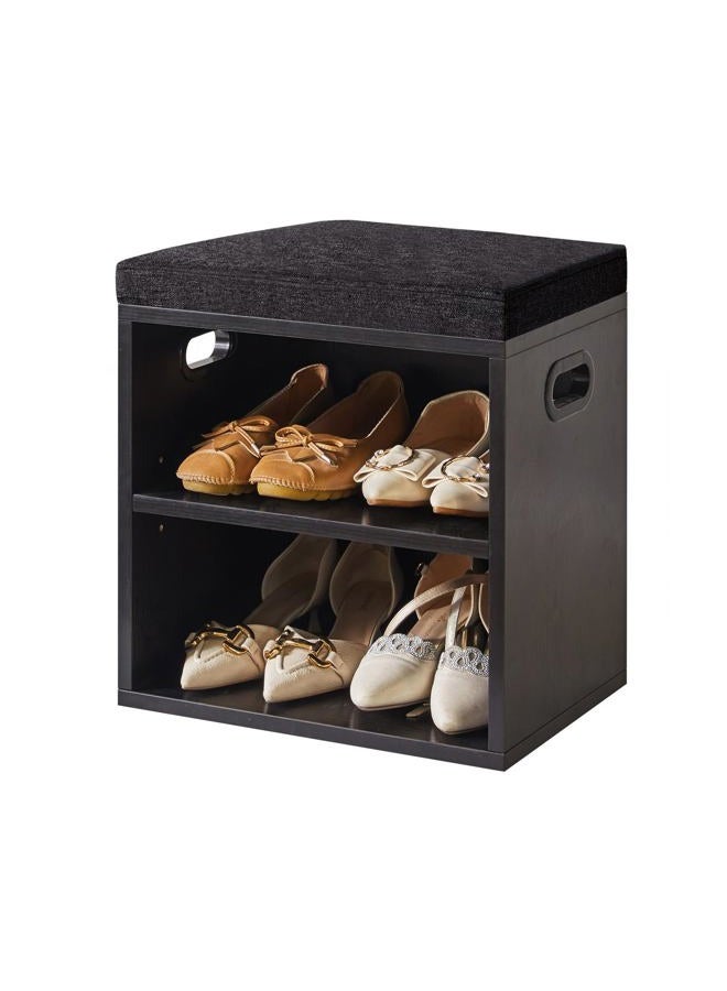 YMYNY HBD028Y Shoe Bench with Seat, Shoe Rack Small with Bench, Bench with Storage Space for Entrance, Hallway, Bedroom, 42 H x 39 L x 28 W cm, Silver Grey - Image 1