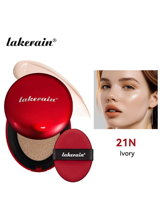 lakerain Super Fit Cushion Foundation —Full coverage, Weightless, Skin fit, Satin Glow Finish, Korean Makeup Cushion Foundation21N, IVORY(18 g) - Image 2
