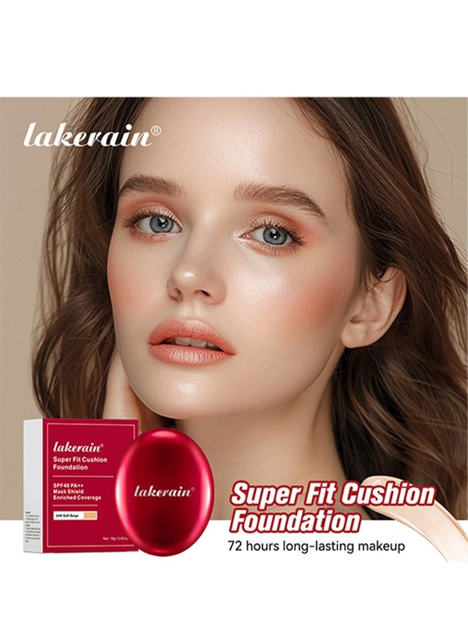 lakerain Super Fit Cushion Foundation —Full coverage, Weightless, Skin fit, Satin Glow Finish, Korean Makeup Cushion Foundation21N, IVORY(18 g) - Image 3
