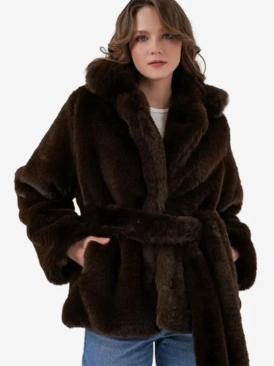 BIG DART BDART Belted Faux Fur Coat