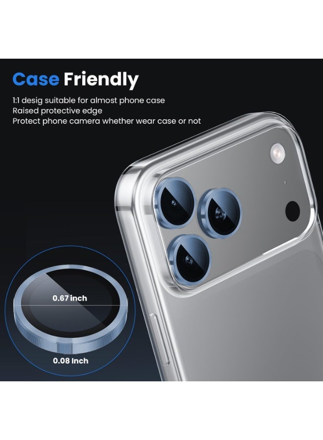 Camera Lens Protector for iPhone 17 Pro/iPhone 17 Pro Max , HD Tempered Metal Glass Camera Screen Protector Cover Film Accessories, blue - Image 4