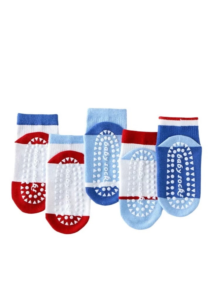 5 Pairs of Spiderman Non-Slip Dot Floor Socks, Summer Kids Pure Cotton Socks, Cartoon Mesh Trampoline Socks, Boys Girls Socks - Image 4