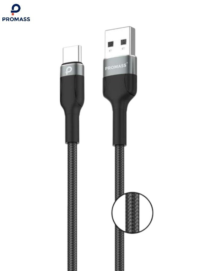 بروماس كابل شاحن USB A الى USBC بطول 1 متر - متوافق مع سلسلة آيفون 16/15 و سامسونج جالكسي S24 Ultra, نينتندو سويتش،باد برو،رمادي, S10 S8 S9 Plus Note 9 8 (أيضاً يدعم شحن يد سوني 5) - Image 1