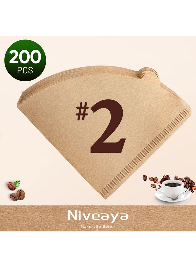 Niveaya 200 Count Coffee Filters - Size 02, Natural Paper Coffee Filter, No Blowout, Disposable for Pour Over and Drip Coffee Maker (2-4 Cup) - Image 1