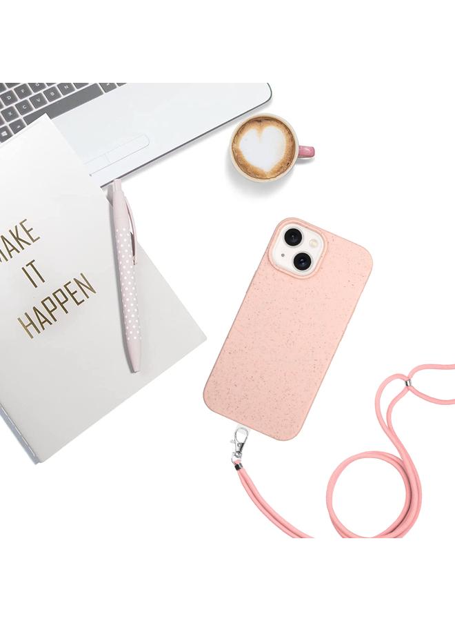 اس-توب جراب لهاتف iPhone 15 Plus مصنوع من مادة القش المغناطيسية Wheat MagSafe + جراب هاتف TPU مع حبل - Image 4