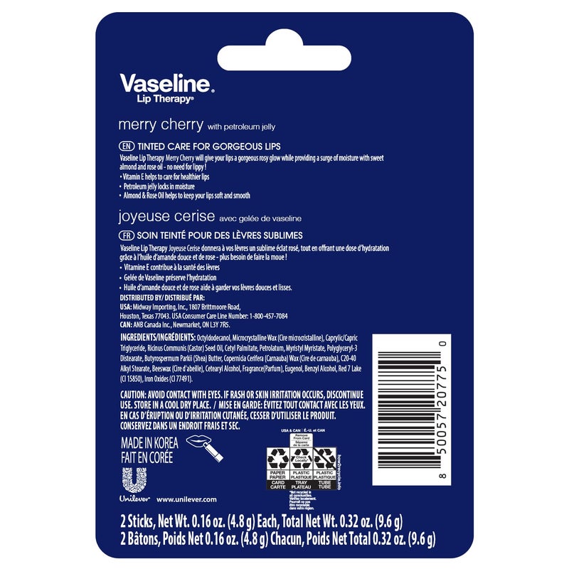 Vaseline عبوة مزدوجة من بلسم الشفاه فازلين - كرز مبهج إصدار محدود لعيد الميلاد (عبوة 2) - Image 2