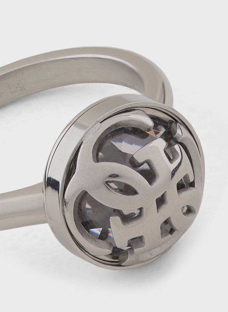 جس خاتم دائري مفرد بتفاصيل كريستالية - Image 4