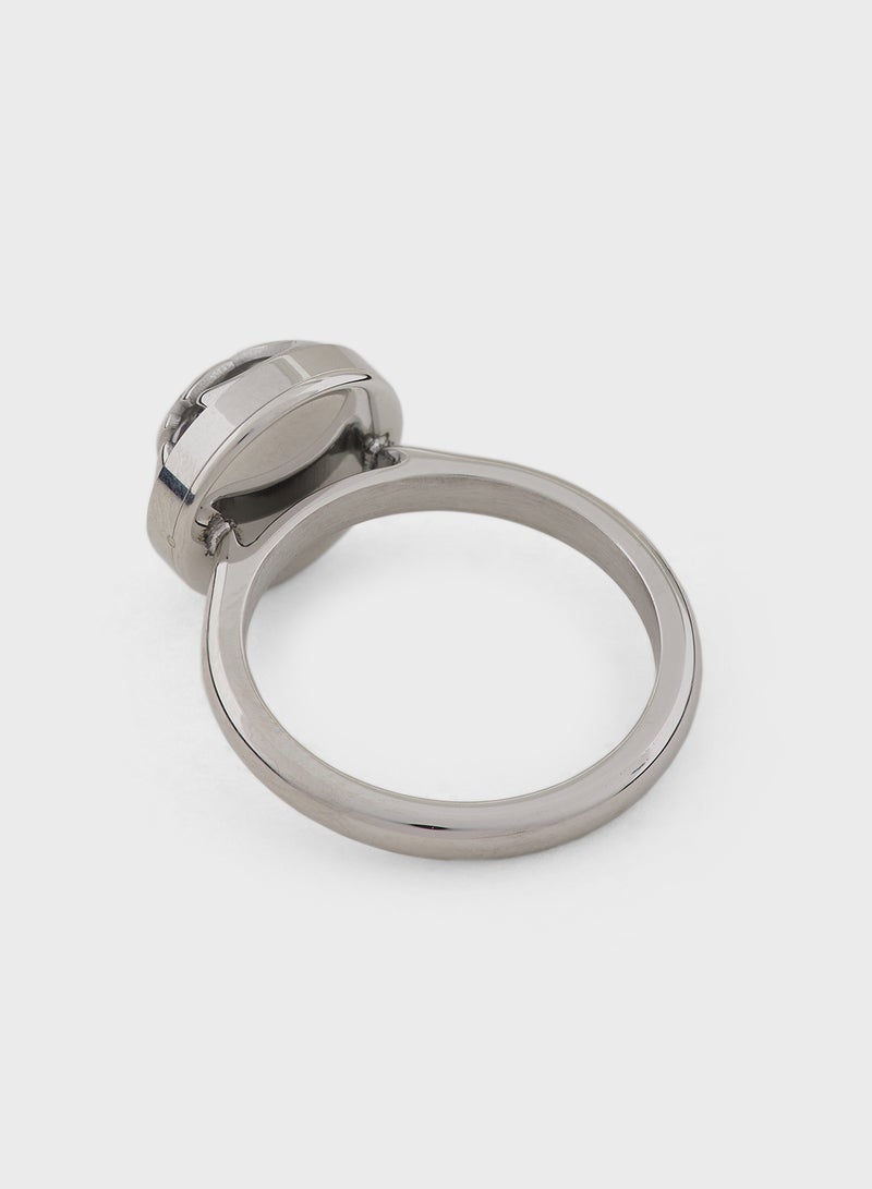 جس خاتم دائري مفرد بتفاصيل كريستالية - Image 3