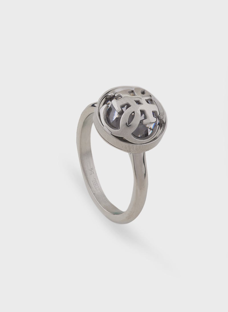 جس خاتم دائري مفرد بتفاصيل كريستالية - Image 2