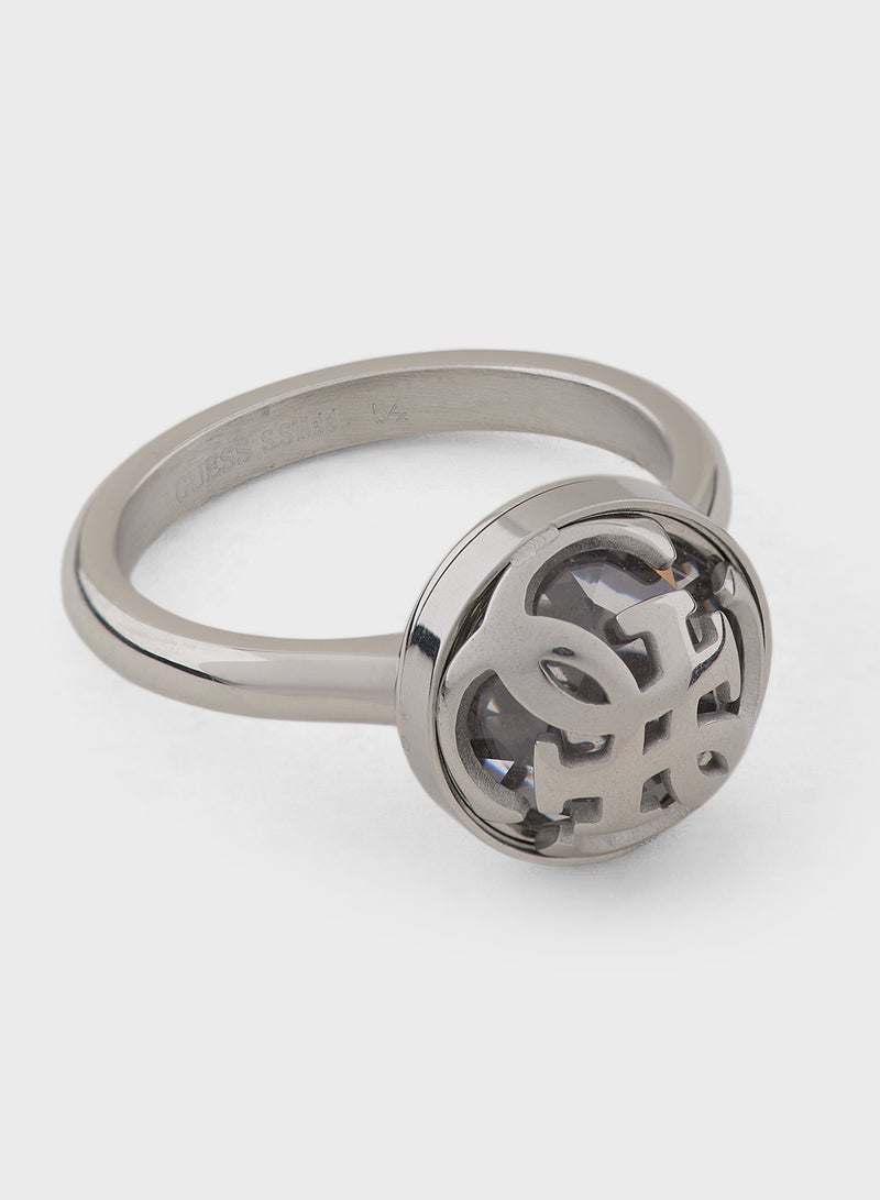 جس خاتم دائري مفرد بتفاصيل كريستالية - Image 1