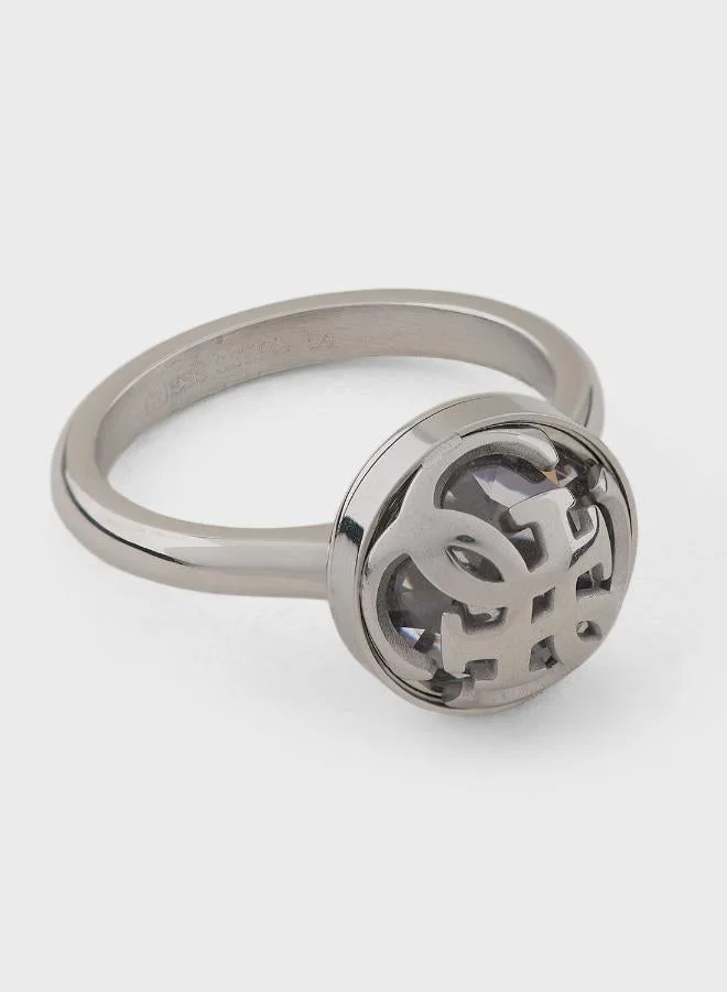 Crystal Detail Single Circle Ring