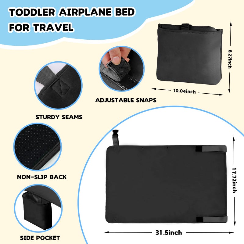 Trekbabe Toddler Airplane Bed, Airplane Seat Extender for Kids, Baby Travel Essentials, Black - Image 4