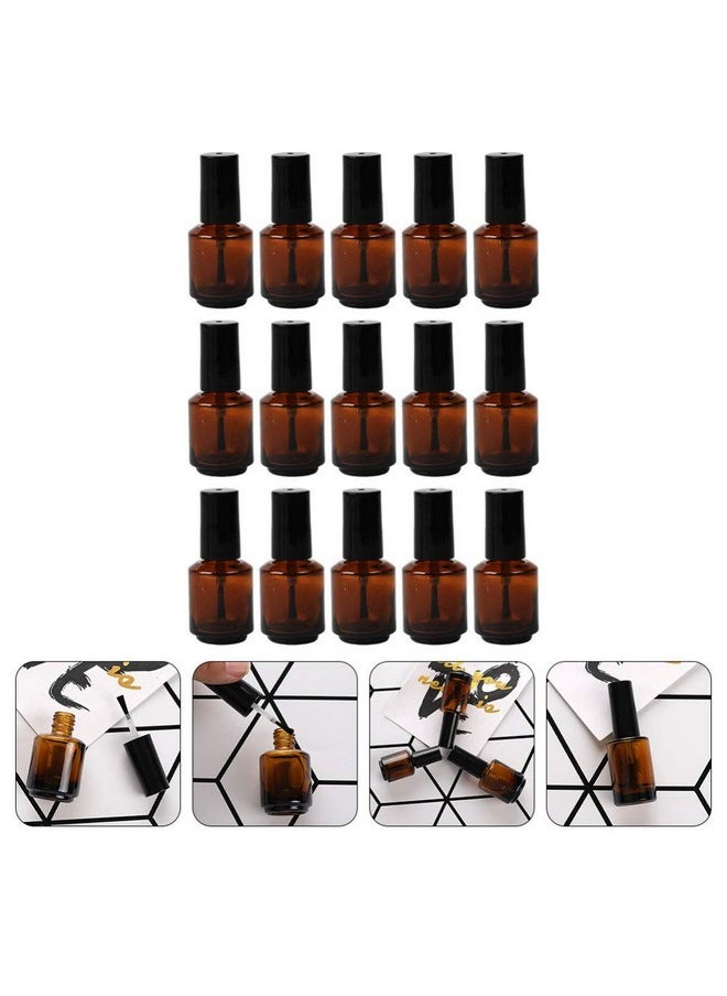 Beaupretty 15Pcs Empty Nail Polish Bottle Glass Amber Refillable Container Vial Cosmetic Dispenser Bottle With Brush Cap For Diy Eyelash Glue Eyelid Sticker 7Ml Chocolate  - Image 3
