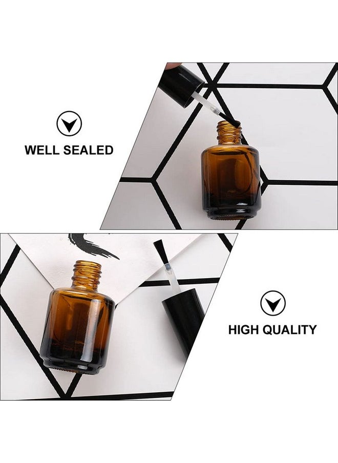 Beaupretty 15Pcs Empty Nail Polish Bottle Glass Amber Refillable Container Vial Cosmetic Dispenser Bottle With Brush Cap For Diy Eyelash Glue Eyelid Sticker 7Ml Chocolate  - Image 5