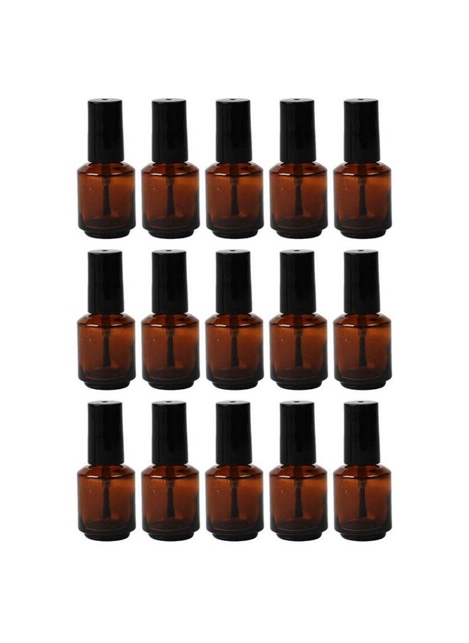 Beaupretty 15Pcs Empty Nail Polish Bottle Glass Amber Refillable Container Vial Cosmetic Dispenser Bottle With Brush Cap For Diy Eyelash Glue Eyelid Sticker 7Ml Chocolate  - Image 1