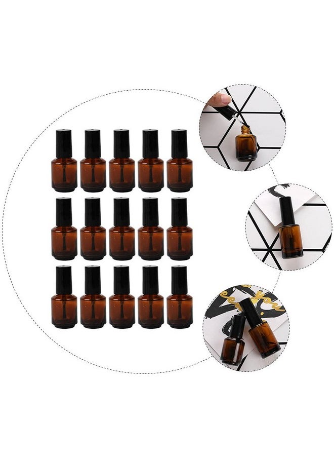 Beaupretty 15Pcs Empty Nail Polish Bottle Glass Amber Refillable Container Vial Cosmetic Dispenser Bottle With Brush Cap For Diy Eyelash Glue Eyelid Sticker 7Ml Chocolate  - Image 2
