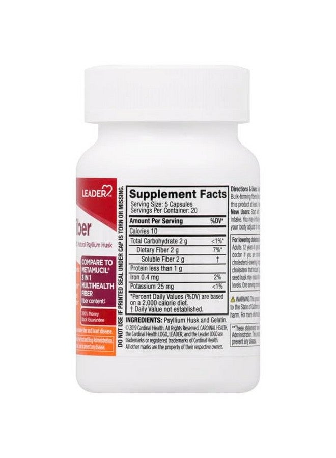 Leader مكمل مسحوق قشور السيليوم اليومي من ليدر، 3 في 1 ألياف لصحة الجهاز الهضمي، نباتي، 100% طبيعي، مقارنة بمكمل ميتاموسيل متعدد الفوائد، 100 كبسولة، عبوة واحدة - Image 2