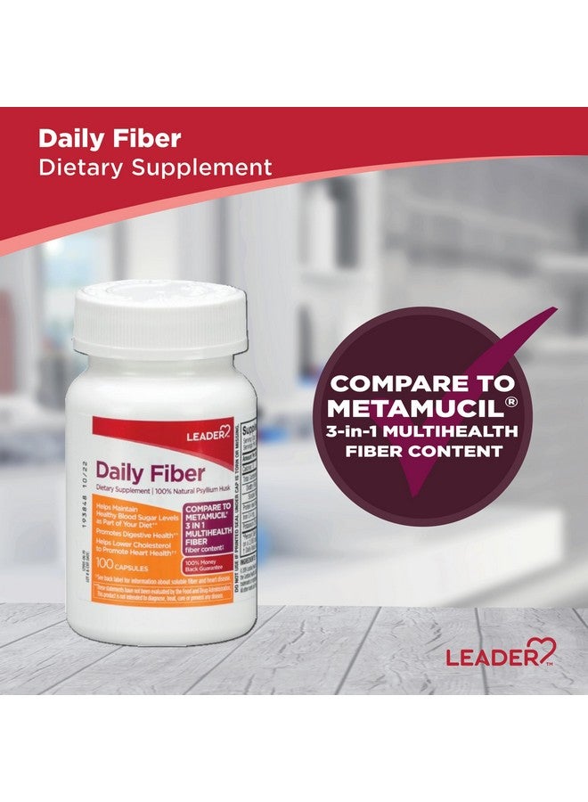 Leader مكمل مسحوق قشور السيليوم اليومي من ليدر، 3 في 1 ألياف لصحة الجهاز الهضمي، نباتي، 100% طبيعي، مقارنة بمكمل ميتاموسيل متعدد الفوائد، 100 كبسولة، عبوة واحدة - Image 3