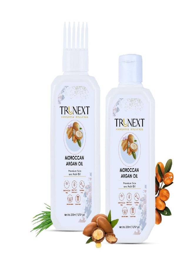 TRUNEXT Moroccan Argan Oil For Hair Pure Cold Pressed And 100% Organic Argon Oil To Revive, Dry, Damaged, Repair, Nourish, And Protect Your Hair Lock 400 ML - Image 1