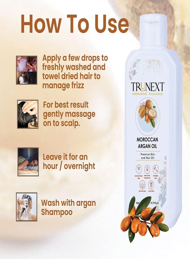 TRUNEXT Moroccan Argan Oil For Hair Pure Cold Pressed And 100% Organic Argon Oil To Revive, Dry, Damaged, Repair, Nourish, And Protect Your Hair Lock 400 ML - Image 2